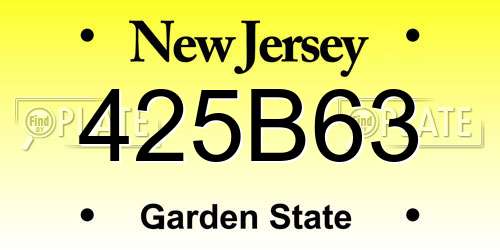 425B63 New Jersey License Plate