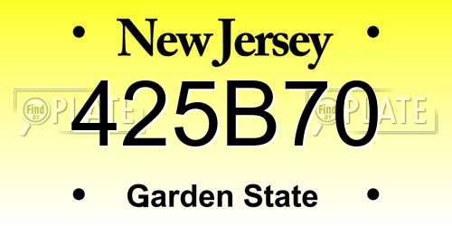 425B70 New Jersey License Plate
