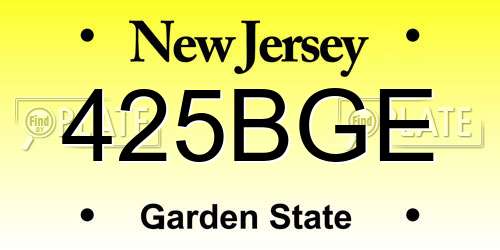 425BGE New Jersey License Plate