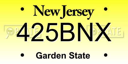 425BNX New Jersey License Plate