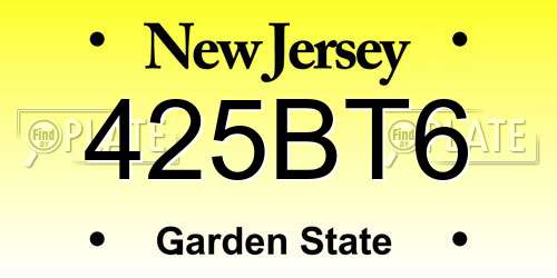 425BT6 New Jersey License Plate