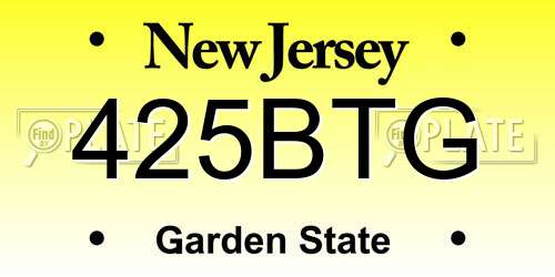 425BTG New Jersey License Plate