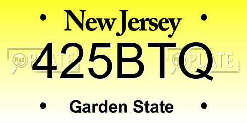 425BTQ New Jersey License Plate