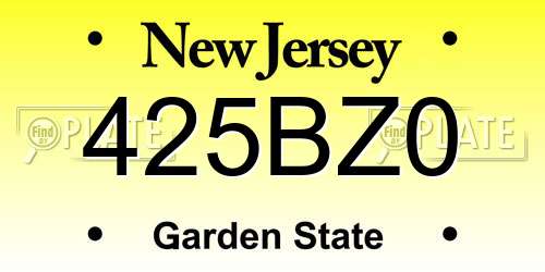 425BZ0 New Jersey License Plate