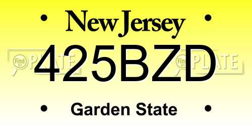 425BZD New Jersey License Plate