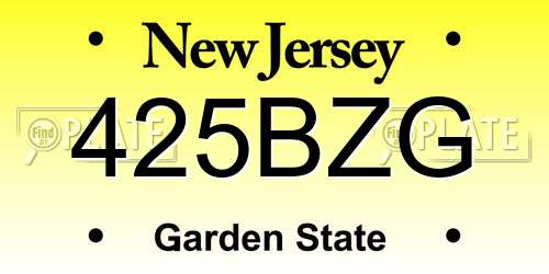 425BZG New Jersey License Plate
