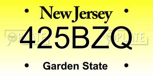 425BZQ New Jersey License Plate