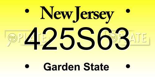 425S63 New Jersey License Plate