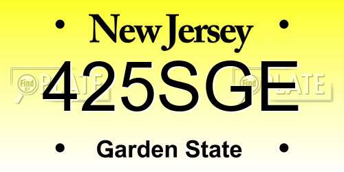 425SGE New Jersey License Plate