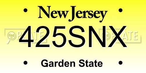 425SNX New Jersey License Plate