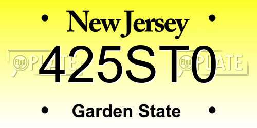 425ST0 New Jersey License Plate