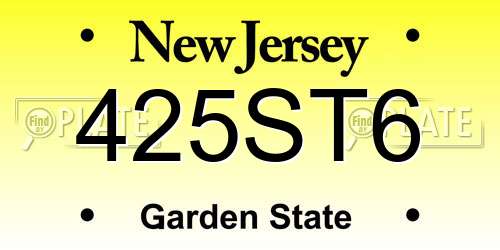 425ST6 New Jersey License Plate