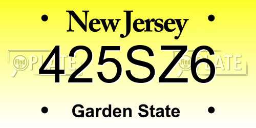 425SZ6 New Jersey License Plate