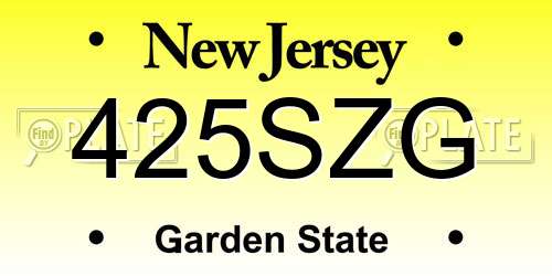 425SZG New Jersey License Plate