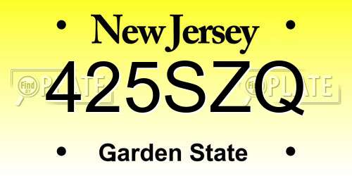 425SZQ New Jersey License Plate