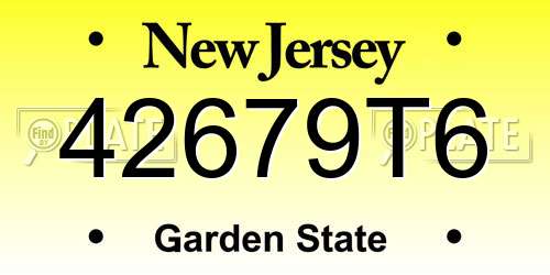 42679T6 New Jersey License Plate