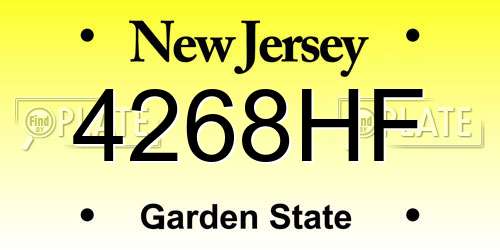 4268HF New Jersey License Plate