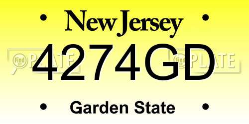 4274GD New Jersey License Plate