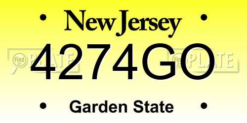 4274GO New Jersey License Plate