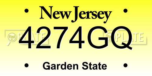 4274GQ New Jersey License Plate