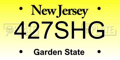 427SHG New Jersey License Plate