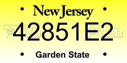 42851E2 New Jersey License Plate