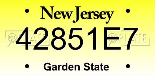 42851E7 New Jersey License Plate