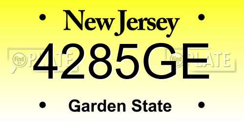 4285GE New Jersey License Plate