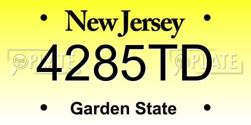 4285TD New Jersey License Plate