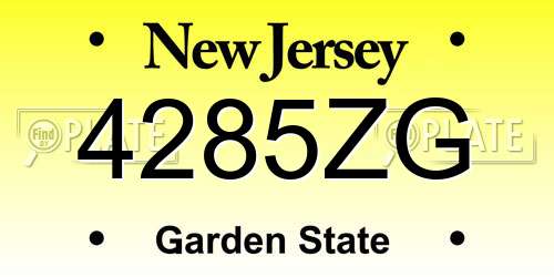4285ZG New Jersey License Plate