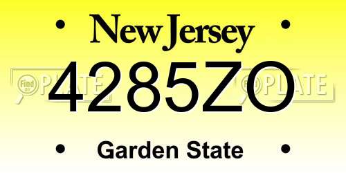 4285ZO New Jersey License Plate