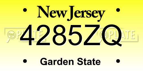 4285ZQ New Jersey License Plate