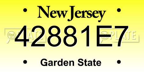 42881E7 New Jersey License Plate