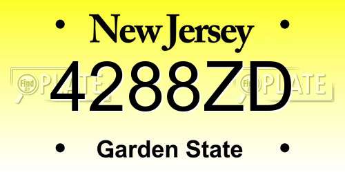 4288ZD New Jersey License Plate