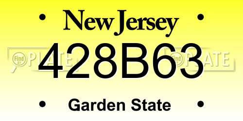 428B63 New Jersey License Plate