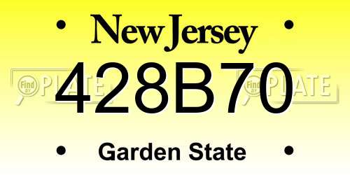 428B70 New Jersey License Plate