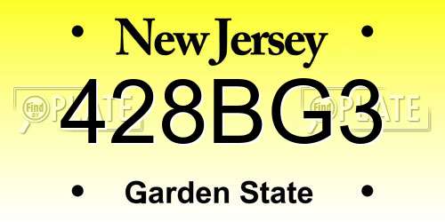 428BG3 New Jersey License Plate