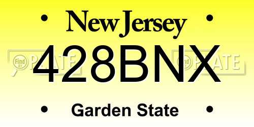 428BNX New Jersey License Plate