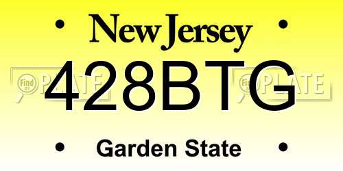 428BTG New Jersey License Plate
