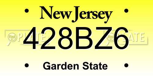 428BZ6 New Jersey License Plate