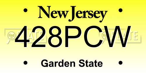 428PCW New Jersey License Plate