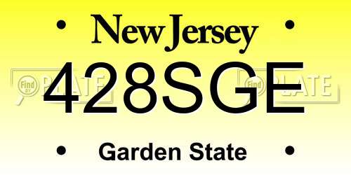 428SGE New Jersey License Plate
