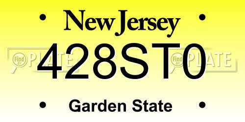 428ST0 New Jersey License Plate