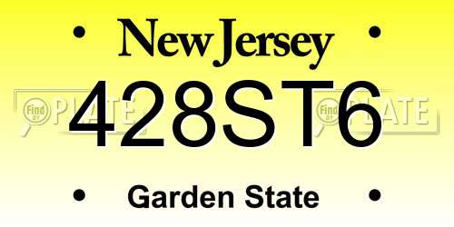 428ST6 New Jersey License Plate