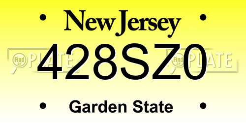 428SZ0 New Jersey License Plate