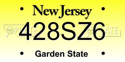 428SZ6 New Jersey License Plate