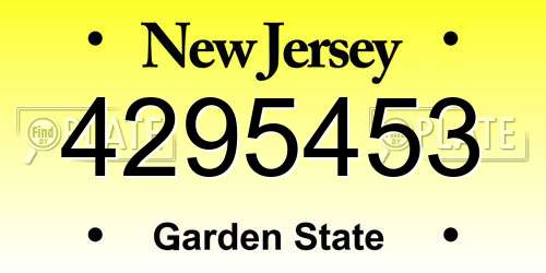4295453 New Jersey License Plate