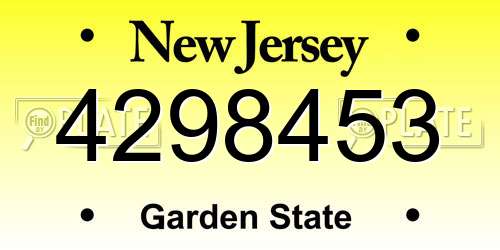 4298453 New Jersey License Plate
