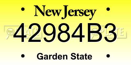 42984B3 New Jersey License Plate