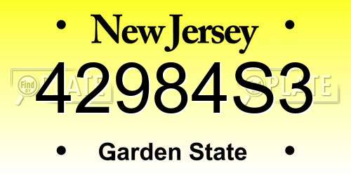 42984S3 New Jersey License Plate